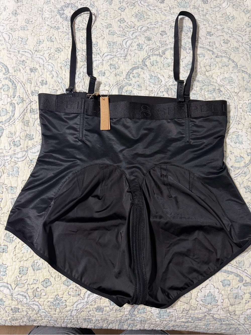 High-Waist Black Shapewear Bodysuit with Adjustable Straps